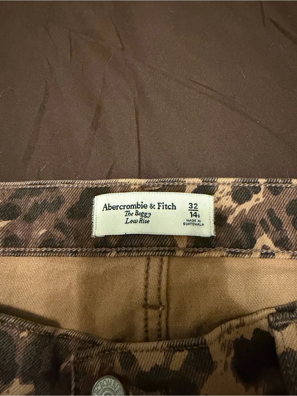 Abercrombie Leopard Print Cropped Jeans - Brown & Black - Picture 3 of 4